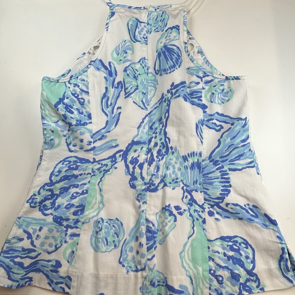 Lilly Pulitzer Womens White Blue Larina Barefoot Princess Crochet Halter Tank 10 - Picture 3 of 5